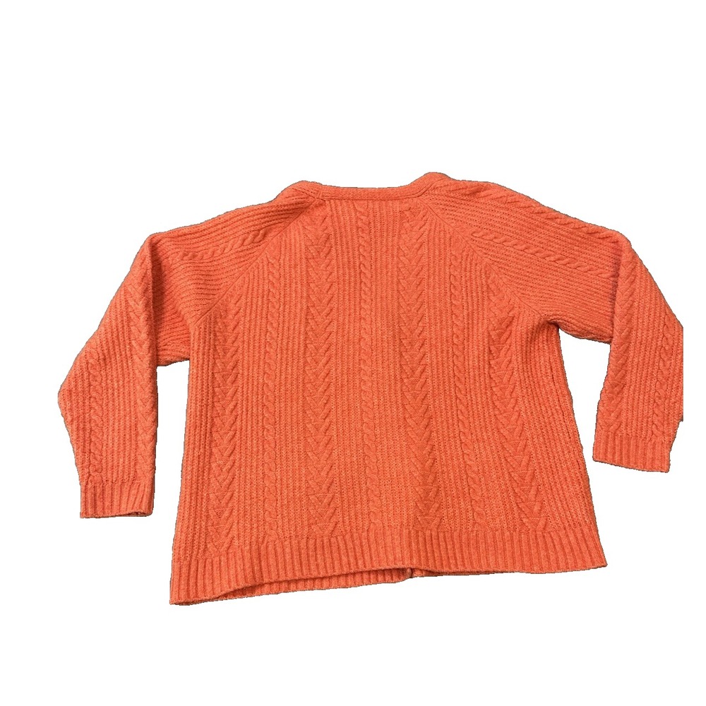 Wool Blend Charlie Paige Cable Knit Womens Oversized Sweater Cardigan XL Orange